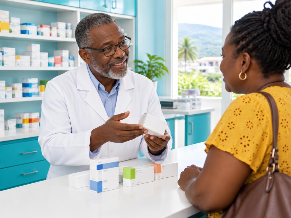 Illustration de service : Pharmacies, personnes et lieu fictifs